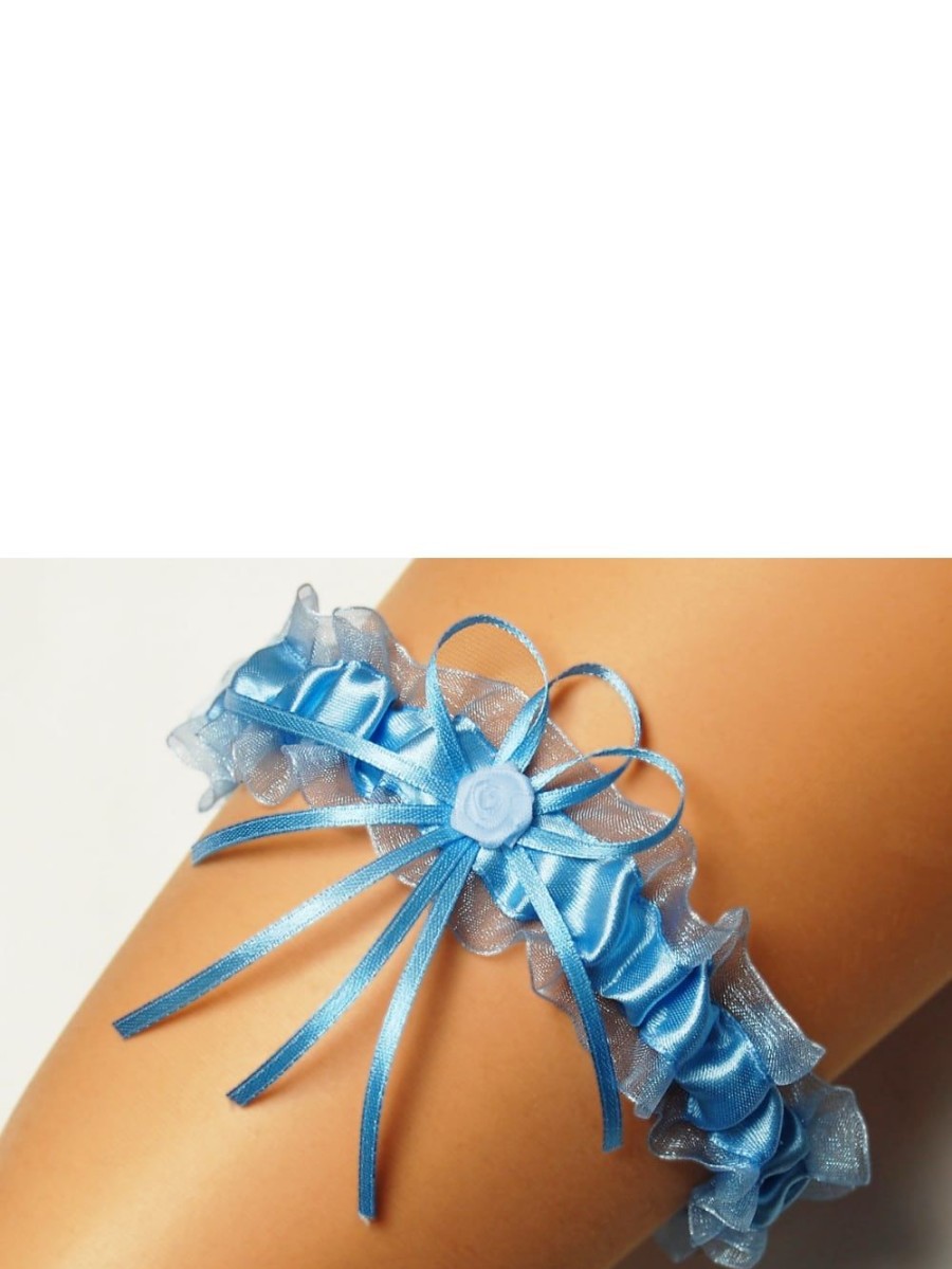 SHE Store Strumpfband "Ines2" Blau Mit Satin-Rose Online